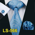 LS-1101 Barry.Wang Men`s Tie Brown Novelty 100% Silk Tie Gravata Hanky Cufflink Set For Men Formal Wedding Party Groom Business-LS0566-JadeMoghul Inc.
