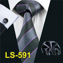 LS-1101 Barry.Wang Men`s Tie Brown Novelty 100% Silk Tie Gravata Hanky Cufflink Set For Men Formal Wedding Party Groom Business-LS0591-JadeMoghul Inc.
