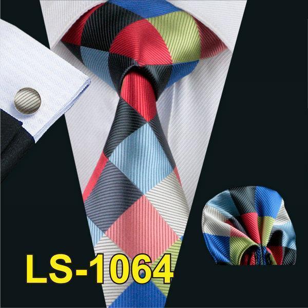 LS-1101 Barry.Wang Men`s Tie Brown Novelty 100% Silk Tie Gravata Hanky Cufflink Set For Men Formal Wedding Party Groom Business-LS1064-JadeMoghul Inc.