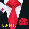 LS-1101 Barry.Wang Men`s Tie Brown Novelty 100% Silk Tie Gravata Hanky Cufflink Set For Men Formal Wedding Party Groom Business-LS1415-JadeMoghul Inc.