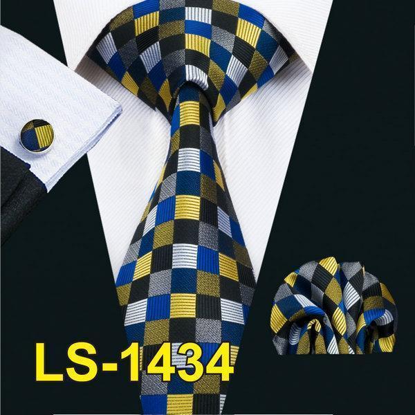 LS-1101 Barry.Wang Men`s Tie Brown Novelty 100% Silk Tie Gravata Hanky Cufflink Set For Men Formal Wedding Party Groom Business-LS1434-JadeMoghul Inc.