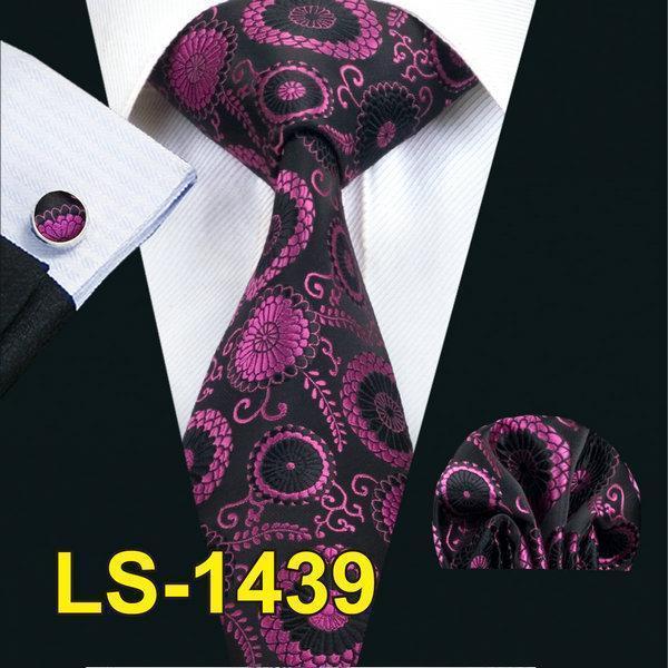 LS-1101 Barry.Wang Men`s Tie Brown Novelty 100% Silk Tie Gravata Hanky Cufflink Set For Men Formal Wedding Party Groom Business-LS1439-JadeMoghul Inc.