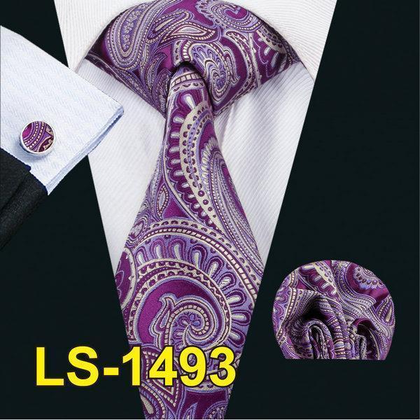 LS-1101 Barry.Wang Men`s Tie Brown Novelty 100% Silk Tie Gravata Hanky Cufflink Set For Men Formal Wedding Party Groom Business-LS1493-JadeMoghul Inc.