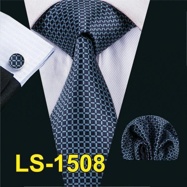 LS-1101 Barry.Wang Men`s Tie Brown Novelty 100% Silk Tie Gravata Hanky Cufflink Set For Men Formal Wedding Party Groom Business-LS1508-JadeMoghul Inc.