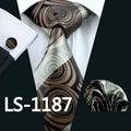 LS-337 Hot Men`s Tie Blue Striped 100% Silk Jacquard Woven Gravata Tie Hanky Cufflink Set For Men Formal Wedding Party Business-LS1187-JadeMoghul Inc.