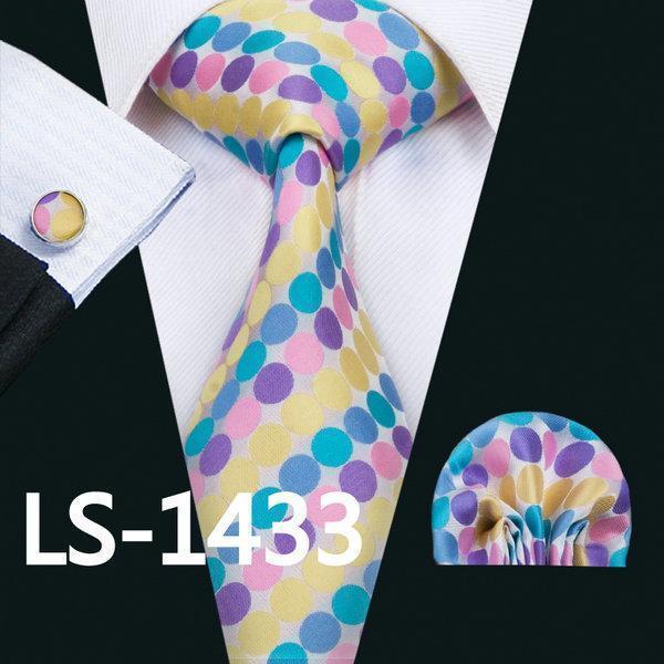 LS-337 Hot Men`s Tie Blue Striped 100% Silk Jacquard Woven Gravata Tie Hanky Cufflink Set For Men Formal Wedding Party Business-LS1433-JadeMoghul Inc.