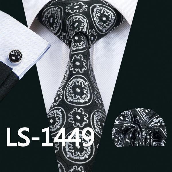 LS-337 Hot Men`s Tie Blue Striped 100% Silk Jacquard Woven Gravata Tie Hanky Cufflink Set For Men Formal Wedding Party Business-LS1449-JadeMoghul Inc.