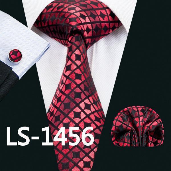 LS-337 Hot Men`s Tie Blue Striped 100% Silk Jacquard Woven Gravata Tie Hanky Cufflink Set For Men Formal Wedding Party Business-LS1456-JadeMoghul Inc.