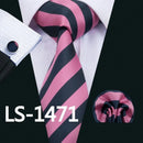 LS-337 Hot Men`s Tie Blue Striped 100% Silk Jacquard Woven Gravata Tie Hanky Cufflink Set For Men Formal Wedding Party Business-LS1471-JadeMoghul Inc.