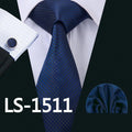 LS-337 Hot Men`s Tie Blue Striped 100% Silk Jacquard Woven Gravata Tie Hanky Cufflink Set For Men Formal Wedding Party Business-LS1511-JadeMoghul Inc.