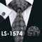 LS-877 Mens Tie Dark Striped 100% Silk Classic Jacquard Woven Barry.Wang Tie Hanky Cufflink Set For Men Formal Wedding Party-LS1574-JadeMoghul Inc.