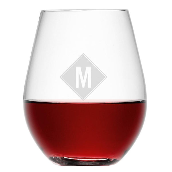 LSA Monogrammed Stemless Red Personalized Wine Glasses