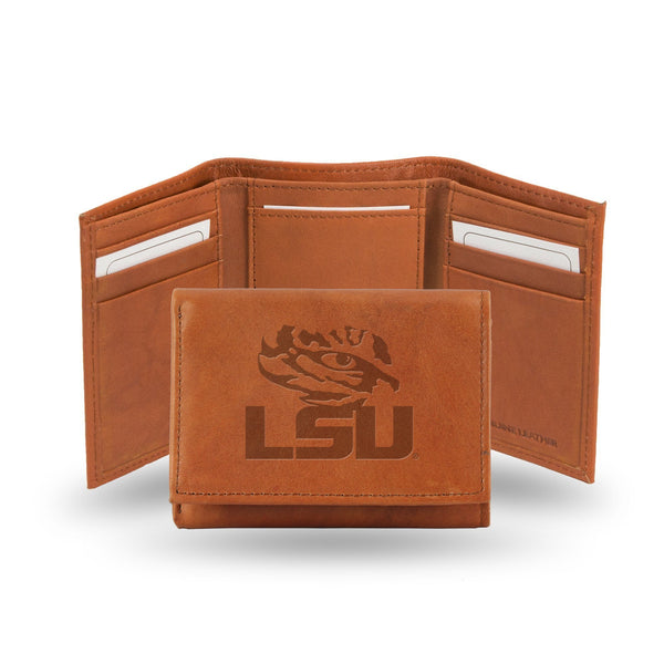 Front Pocket Wallet LSU Embossed Leather Trifold