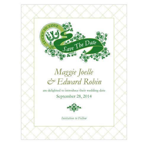 Luck Of The Irish Save The Date Card Plum (Pack of 1)-Weddingstar-Plum-JadeMoghul Inc.