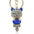 Lucky Smile Cat Crystal Rhinestone Keyrings Key Chains Holder Purse Bag For Car christmas Gift Keychains Jewelry llaveros K218-Blue-JadeMoghul Inc.