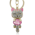 Lucky Smile Cat Crystal Rhinestone Keyrings Key Chains Holder Purse Bag For Car christmas Gift Keychains Jewelry llaveros K218-Pink-JadeMoghul Inc.