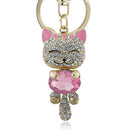 Lucky Smile Cat Crystal Rhinestone Keyrings Key Chains Holder Purse Bag For Car christmas Gift Keychains Jewelry llaveros K218-Pink-JadeMoghul Inc.