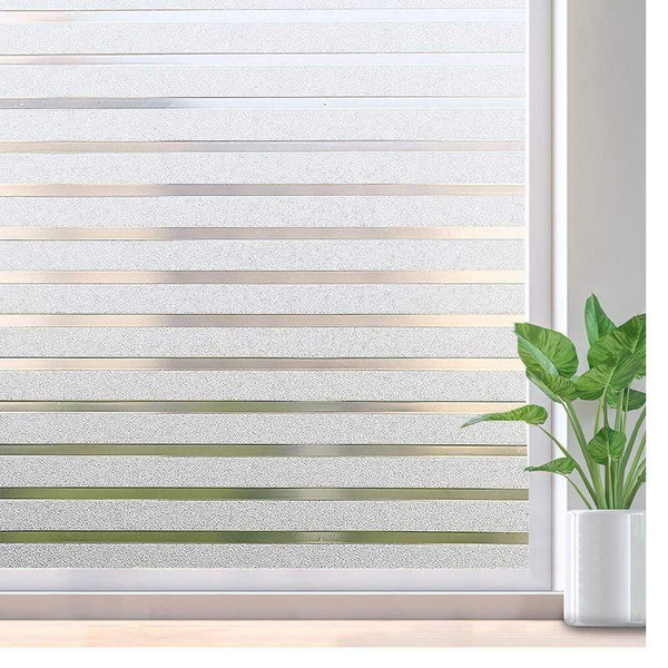 LUCKYYJ Window Sticker Striped Window Decal Non-Adhesive Privacy Film, Vinyl Glass Film Window Tint for Home Kitchen and Office AExp