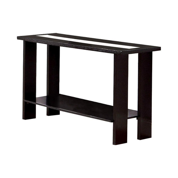 Luminar II Contemporary Style Sofa Table-Console Tables-Espresso-Tempered Glass Solid Wood Wood Veneer & Others-JadeMoghul Inc.