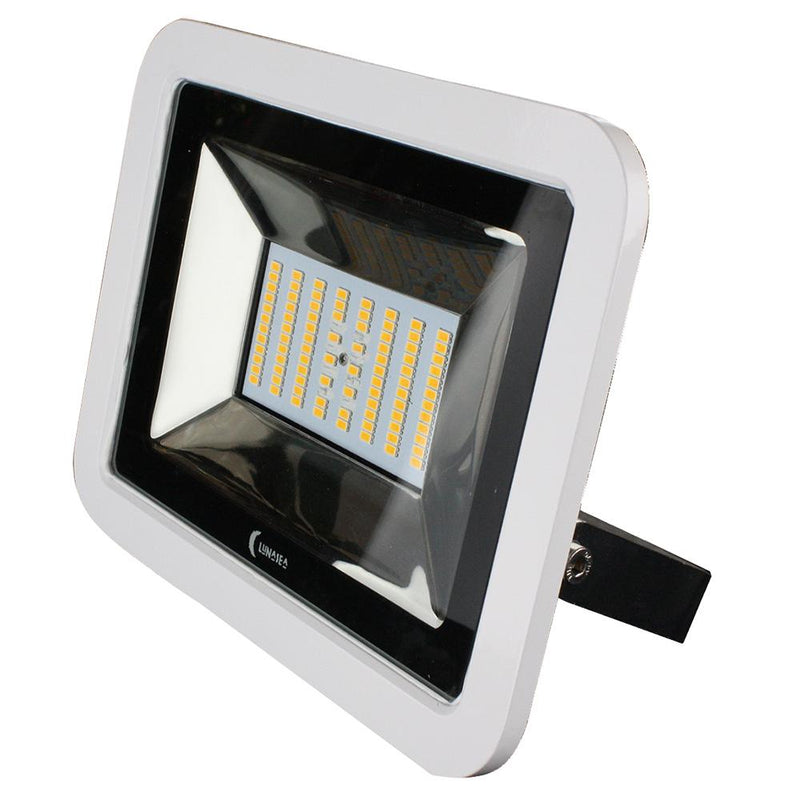 Lunasea 35W Slimline LED Floodlight, 120-240VAC Only, Cool White, 4500 Lumens, 3 Cord - White Housing [LLB-36MN-41-00]-Flood/Spreader Lights-JadeMoghul Inc.