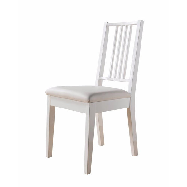 Lustrous Wooden Dining Chair With Solid Legs, Set of Two, White-Dining Chairs-White-Wood-JadeMoghul Inc.
