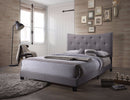 Luxurious Contemporary Style Upholstered Queen Bed, Grey-Panel Beds-Grey-Fabric Row Foam (TB)-Gray Fabric-JadeMoghul Inc.