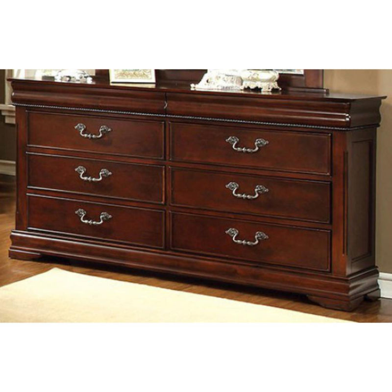 Luxurious English Style Wooden Dresser, Cherry Brown-Dressers-Brown-Wood-JadeMoghul Inc.