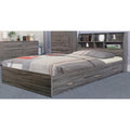 Luxurious Gray Finish Full Size Chest Bed With 3 Drawers on metal glides.-Panel Beds-Gray-METAL WOOD-JadeMoghul Inc.