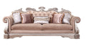 Luxurious Velvet Upholstered Sofa with Artistic Polyresin Carvings, Brown and Silver-Sofa & Sectionals-Brown and Silver-Wood Polyresin and Velvet-JadeMoghul Inc.