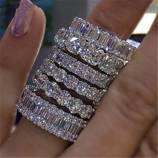luxury 925 sterling silver wedding band eternity ring for women big gift for ladies love wholesale lots bulk jewelry R4577 AExp