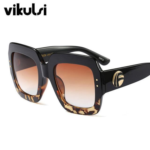Luxury Brand Oversized Square Sunglasses Women Men Brand Designer Retro Frame Sun Glasses-D240 black leopard-JadeMoghul Inc.