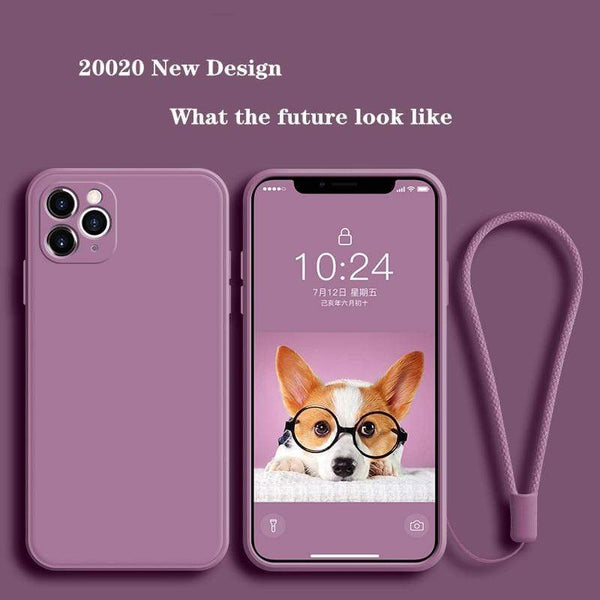 Luxury Liquid Silicone Case For iPhone 11 Pro Max 12 Protector Case For iPhone XS MAX XR X 7 8 6S PLUS SE2 2020 Cover With Strap AExp