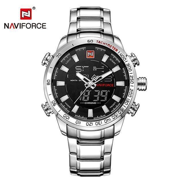 Luxury Men Military Sport Watch / Men Digital Quartz Wrist Watch-Silver Black-JadeMoghul Inc.