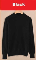 Luxury Soft Cashmere Feel Mock Neck Poullover-black-S-JadeMoghul Inc.