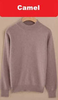 Luxury Soft Cashmere Feel Mock Neck Poullover-camel-S-JadeMoghul Inc.