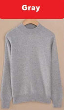Luxury Soft Cashmere Feel Mock Neck Poullover-light gray-S-JadeMoghul Inc.