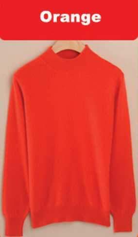 Luxury Soft Cashmere Feel Mock Neck Poullover-orange-S-JadeMoghul Inc.