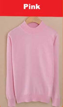 Luxury Soft Cashmere Feel Mock Neck Poullover-pink-S-JadeMoghul Inc.