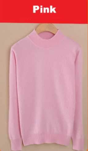 Luxury Soft Cashmere Feel Mock Neck Poullover-pink-S-JadeMoghul Inc.
