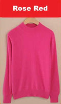 Luxury Soft Cashmere Feel Mock Neck Poullover-rose red-S-JadeMoghul Inc.