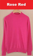 Luxury Soft Cashmere Feel Mock Neck Poullover-rose red-S-JadeMoghul Inc.