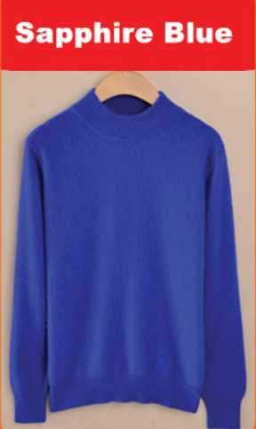 Luxury Soft Cashmere Feel Mock Neck Poullover-sapphire blue-S-JadeMoghul Inc.
