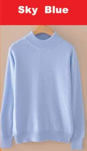 Luxury Soft Cashmere Feel Mock Neck Poullover-sky blue-S-JadeMoghul Inc.