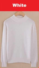 Luxury Soft Cashmere Feel Mock Neck Poullover-white-S-JadeMoghul Inc.