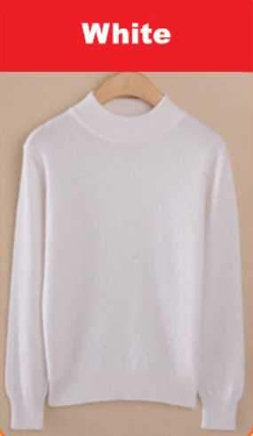 Luxury Soft Cashmere Feel Mock Neck Poullover-white-S-JadeMoghul Inc.