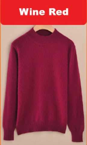 Luxury Soft Cashmere Feel Mock Neck Poullover-wine red-S-JadeMoghul Inc.