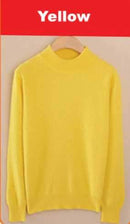 Luxury Soft Cashmere Feel Mock Neck Poullover-yellow-S-JadeMoghul Inc.