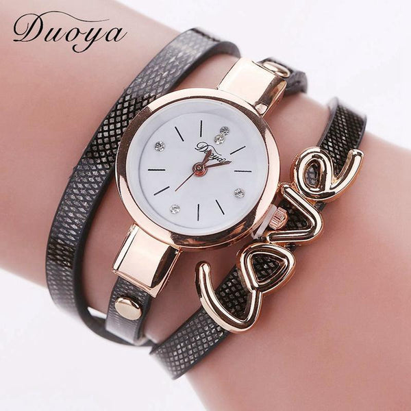 Luxury Thin Leather Bracelet Watch - Women Gold Quartz Wristwatch-Black-JadeMoghul Inc.