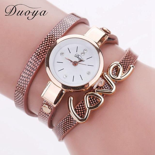 Luxury Thin Leather Bracelet Watch - Women Gold Quartz Wristwatch-Brown-JadeMoghul Inc.