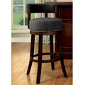 Lynsey 24"Barstool Withlinen Cushion, Gray Finish, Set Of 2-Bar Stools and Counter Stools-Dark Oak, Gray-Wood-JadeMoghul Inc.